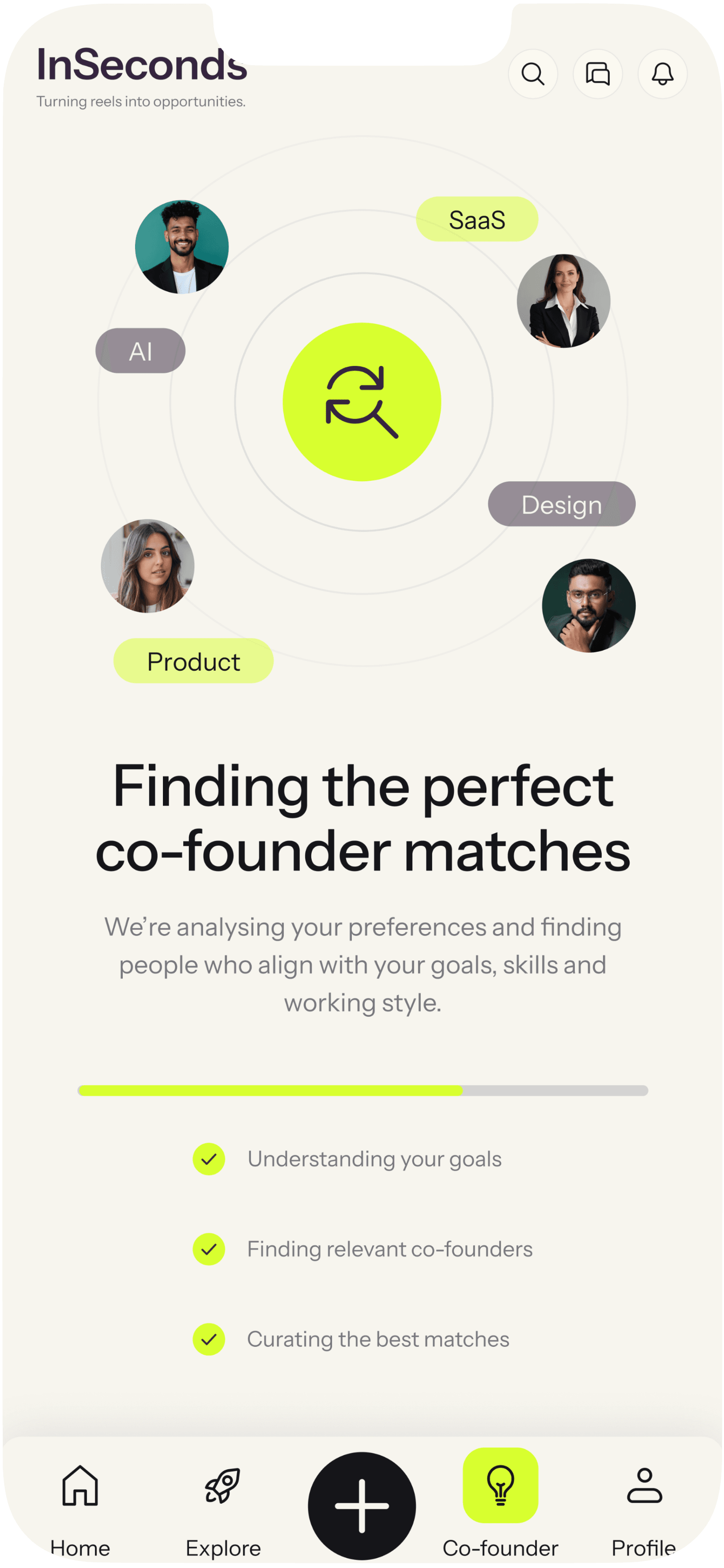 Discover opportunities screen